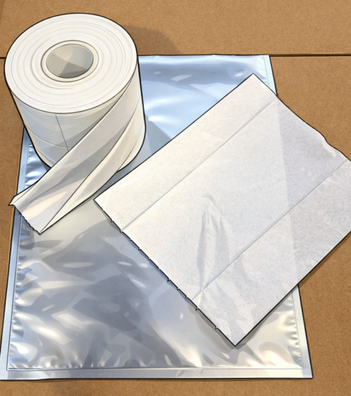 Fabric Roll on Metallic Surface
